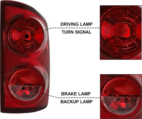 Vista 2 de Luz Trasera Compatible con 2007 2008 Dodge Ram 1500/07 08 09 Ram 2500 3500 Lámpara de Freno Trasero