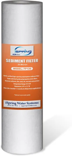 Vista 4 de iSpring FP120X50 - Cartuchos universales de repuesto de filtro de agua para sedimentos de 10 x 2.5 pulgadas, filtro de sedimentos multicapa de 20