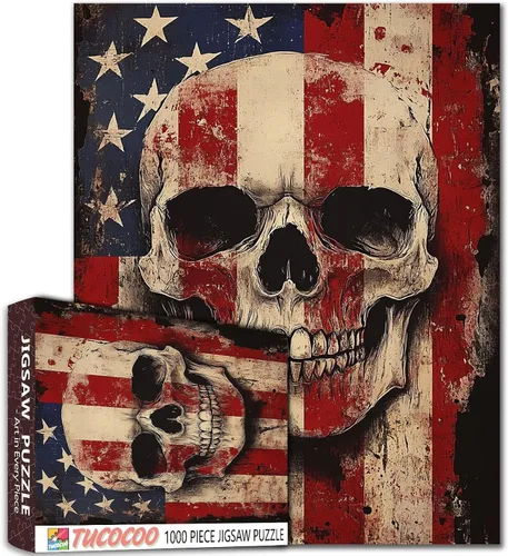 Vista 21 de Rompecabezas de 1000 piezas con la bandera americana y águila para adultos, rompecabezas del 4 de julio, para juegos de actividades familiares