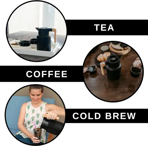 Vista 3 de Hastings Collective Jarra térmica de café de 50 onzas – Jarra grande aislada de acero inoxidable – 1.5 litros de doble pared al vacío termo