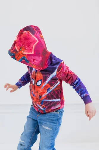 Vista 4 de Marvel Spider-Man - Sudadera con capucha de forro polar con cremallera para niños pequeños y grandes