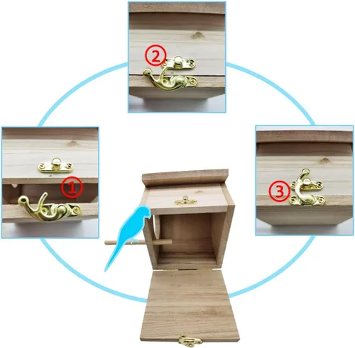 Vista 3 de Hamiledyi Casa de pájaros de madera,Casa de pájaros colgante para exterior,Jardín Patio Decorativo Pintado a Mano Birdhouse para Wren Sparrow