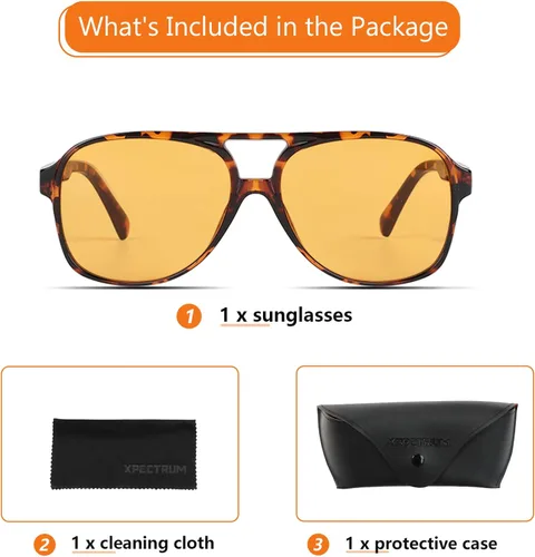 Vista 7 de Lentes de sol de color amarillo transparente de inspiración retro de los años 70 para hombres y mujeres, lentes teñidas de ámbar