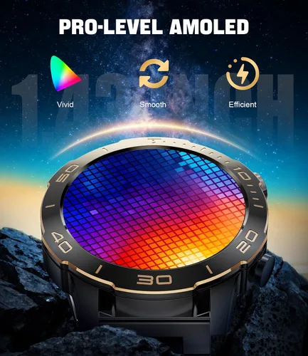 Vista 2 de Smart Watches for Men Luxury for Android iPhone/50 Day Battery,Fitness Watch with Heart Rate/Blood Pressure/Sleep Monitor,Men's Smartwatch Amoled