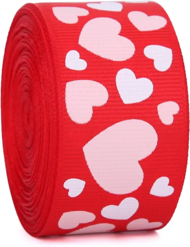 Vista 9 de Meseey Rollo de cintas para el día de San Valentín de 50 yardas, cinta decorativa de corazón rosa de 5/8 pulgadas para bodas, envoltura de regalos