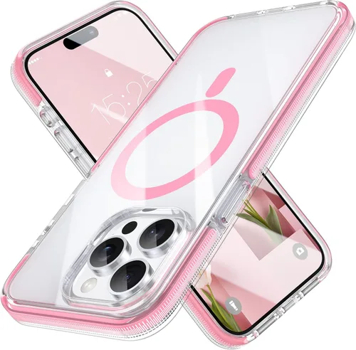 Vista 16 de MILPROX Compatible con iPhone 16 Pro Funda – con protector de pantalla – Compatible con MagSafe – Diseño magnético claro transparente – Que no se