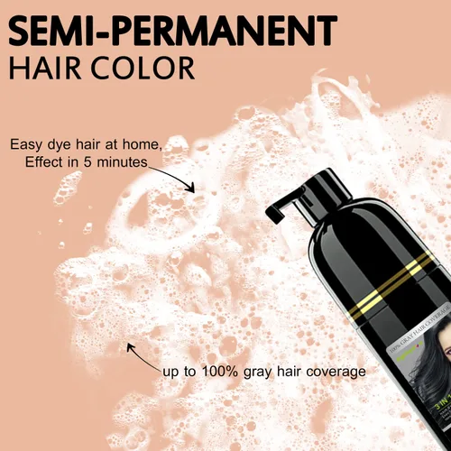 Vista 11 de Tinte negro semipermanente 3 en 1 para el cabello, 13.5 onzas líquidas, cobertura del 100% de las canas, champú de color para el cabello