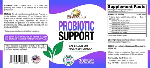 Vista 3 de Rise-N-Shine Probióticos para mujeres y hombres - 5.75 mil millones de UFC 7 cepas - 30 cápsulas