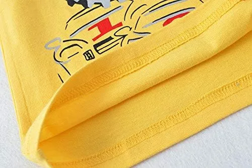 Vista 4 de Warmbaby Toddler Boys Truck Shirts Kids Monter Truck Tshirts Long Sleeve Yellow