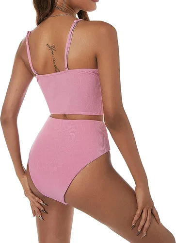 Vista 2 de ZAFUL Traje de baño tankini de cintura alta con aros para mujer