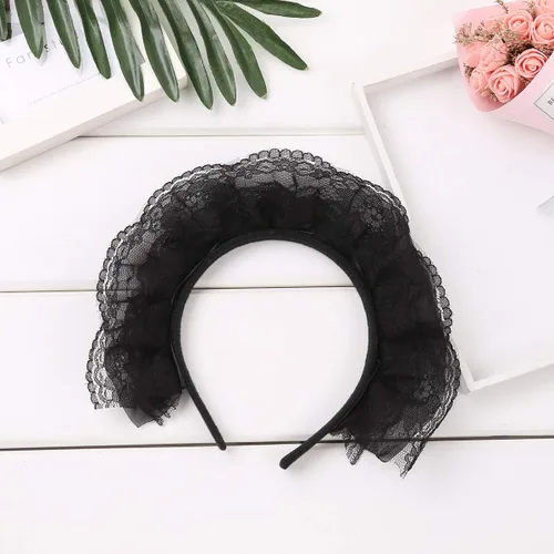 Vista 4 de YiZYiF - Diadema gótica de encaje con volantes accesorio para el pelo para mujeres y niñas
