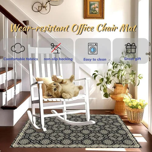 Vista 4 de Tapete para silla de oficina para piso de madera dura, 36"x48" tapete antideslizante para silla de escritorio para pisos duros, alfombra