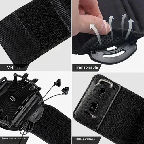 Vista 7 de Soporte de teléfono para correr, brazaletes de antebrazo giratorio de 360° y desmontable, compatible con todos los teléfonos celulares de 4.5 a 7