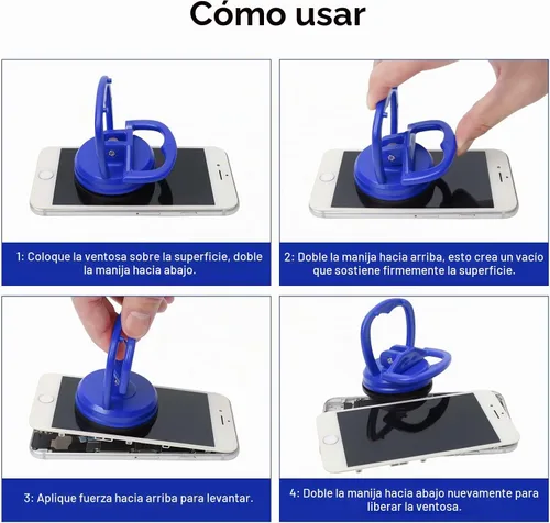 Vista 6 de STREBITO Ventosas de Alta Resistencia 2 Piezas Herramienta de Ventosas para Pantalla para iMac, iPhone, MacBook, iPad, TV, Teléfono, Portátil Azul