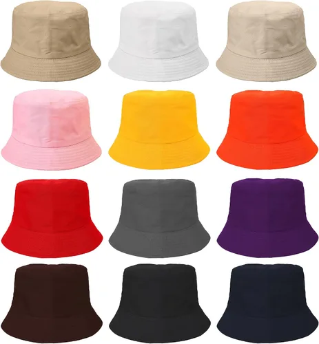 Vista 4 de Paquete de 12 sombreros de cubo al por mayor para hombres mujeres verano viaje playa sombrero de pesca al aire libre