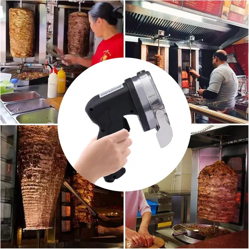 Vista 7 de Profesional Kebab Slicer Eléctrico Shawarma Doner Kebab Carne Slicer Gyros Cubiertos Catering