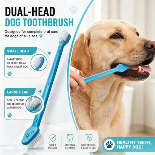 Vista 6 de Cepillo de dientes para perro, cepillos de dientes de 360 grados, cepillos de dientes de triple cabeza, cepillo de dientes de doble cabeza, cepillos