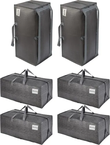 Vista 16 de VENO Paquete de 6 bolsas de mudanza resistentes con correas de mochila, cremalleras y asas, bolsas de embalaje extragrandes para artículos