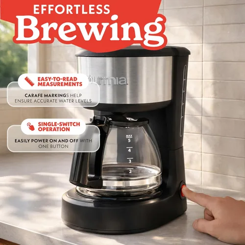 Vista 6 de Gourmia - Cafetera de goteo con capacidad para 5 tazas, jarra de vidrio