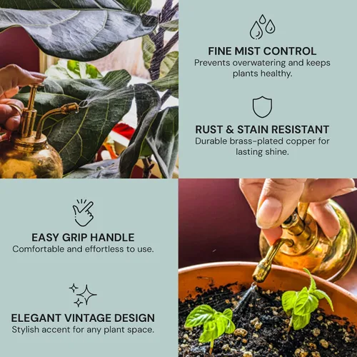 Vista 4 de Regadera de Village Sostenible para Plantas de Interior - Regadera de Latón para Plantas - Elegantes y Resistentes a la Óxido Regaderas para una