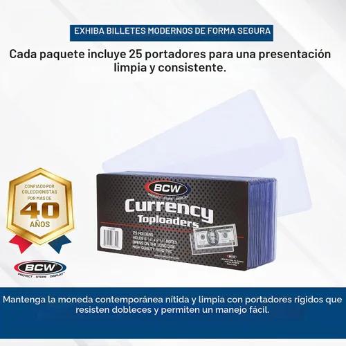 Vista 2 de BCW - Contenedor de carga superior para billetes regulares, transparente, para 25 piezas