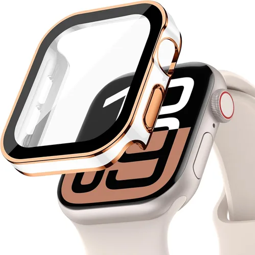 Vista 22 de Protección de Pantalla EIHAIHIS para Apple Watch Funda Serie 11 10 9 SE 8 7 6 5 4 40mm 44mm 41mm 45mm 42mm 46mm Vidrio Templado Impermeable PC