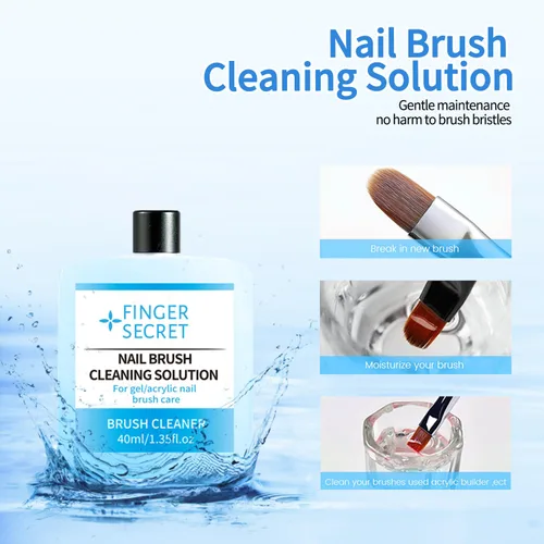 Vista 4 de Solución de limpieza de cepillos de uñas – 1.4 fl oz de acrílico para arte de uñas líquido limpiador para manicura, cepillo de uñas de limpieza