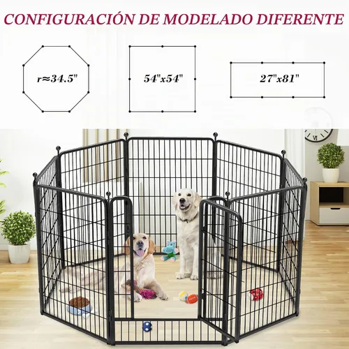 Vista 9 de Corralito para perros, 40 pulgadas, 8 paneles, valla para perros al aire libre, resistente, corral para perros grandes, medianos y pequeños, corral