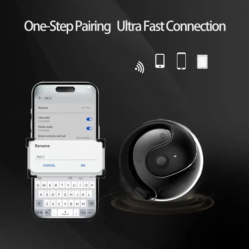 Vista 6 de Auriculares de oído abierto inalámbricos Bluetooth 5.4, OWS Auriculares colgantes inalámbricos con ganchos para los oídos y micrófono, IPX5