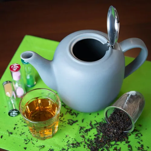 Vista 4 de Küchenprofi London - Tetera de cerámica con infusor de acero inoxidable, color gris, 8 tazas