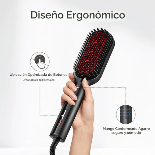 Vista 6 de TYMO Cepillo alisador de cabello – Cepillo alisador iónico Plus mejorado con cerdas densas, 16 temperaturas, doble voltaje Peine caliente