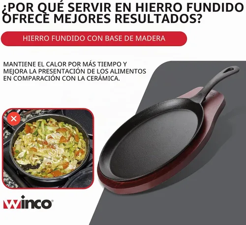 Vista 7 de Winco FS-2 - Juego de servidor Fajita de hierro fundido de 2 piezas, negro