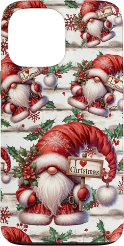 Vista 24 de iPhone 16 Love Christmas Gnomo Shabby Chic Decoración para mujer Bonita funda de Navidad