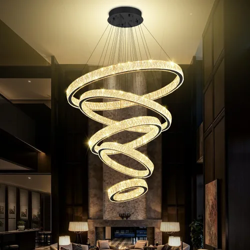 Vista 15 de Araña de Cristal LED Moderna Regulable de 8" Anillo Dorado Luminarias Colgantes para Isla de Cocina Comedor Sala de Estar