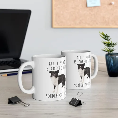 Vista 5 de Taza de café blanca con texto en inglés "I Love Coffee And Border Collie", regalos divertidos para perros y madres, regalos de Navidad 2024