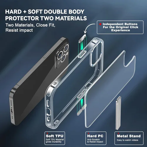 Vista 5 de CEDO - Funda con soporte para iPhone 12 Pro Max, ajustable en 3 direcciones con soporte de metal, parachoques de grado militar a prueba de golpes