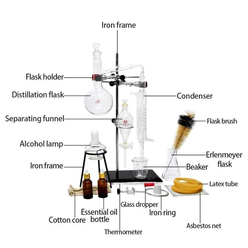 Vista 3 de Destilador casero Destilación para hacer tu propio aceite esencial, Moonshine, 3.3 Boro Alcohol Distiller Chemistry Lab Glassware Kit,Glass