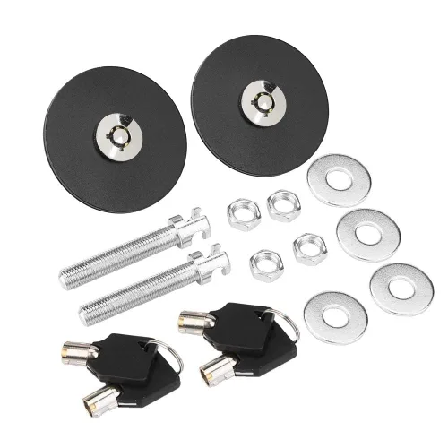 Vista 8 de Bloqueo de capó del motor, aleación de aluminio universal para automóvil, cubierta de capó de motor, kit de pasador de llave de bloqueo