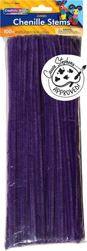 Vista 12 de Creativity Street Jumbo Chenille Stems, 12" x 6 mm, Craft Pipe Cleaners in Assorted Basic Colors, Pack of 100, Case of 12 Packs, 1200 Chenille Stems