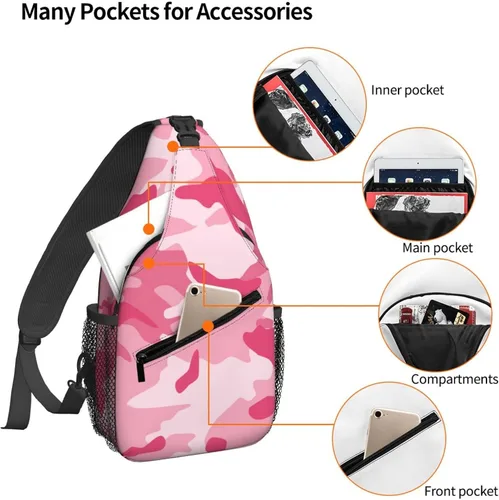 Vista 4 de Famame Mochila bandolera para el pecho, bolsa de hombro, gimnasio, ciclismo, viajes, senderismo, mochila para hombres y mujeres.., MultiColor1