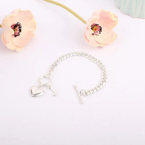 Vista 7 de IVYRISE Pulsera con dije de corazón de amor para mujeres, adolescentes y niñas, chapada en plata de ley 925, pulseras de cadena de eslabones