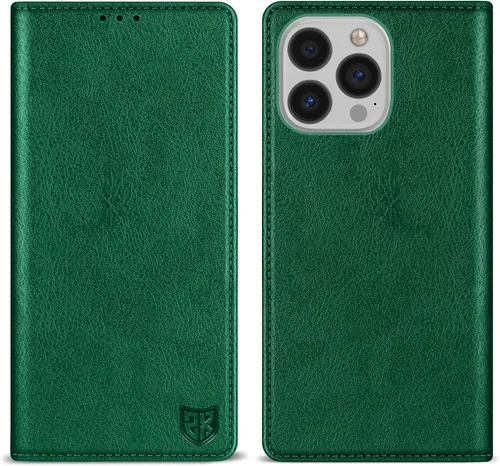 Vista 15 de ZZXX Funda tipo cartera para iPhone 13 con bloqueo RFID, soporte de ranura para tarjetas, funda protectora de cuero magnético fuerte plegable