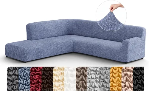 Vista 10 de PAULATO BY GA.I.CO. Funda de sofá modular, funda para sofá chaise longue en forma de L, fundas lavables para sofá esquinero, funda elástica de Gris