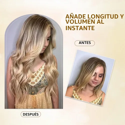 Vista 8 de 4 piezas de extensiones de cabello rizado con clip, color dorado oscuro, mezcla de rubio beige, sintético de 20 pulgadas de largo, extensiones