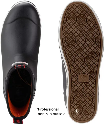 Vista 4 de SUREWAY Botas de cubierta profesionales antideslizantes para pesca y tobillo para hombre, botas de lluvia impermeables