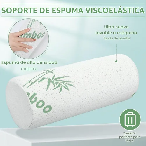 Vista 4 de Bucherry 1 Pieza 40 x 15 cm Almohada Cervical Enrollable de Espuma de Memoria Cilíndrica Almohada de Apoyo para el Cuello Redonda para Cama