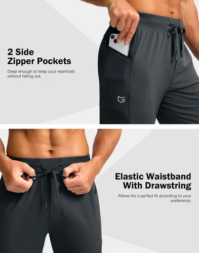 Vista 4 de G Gradual Pantalones deportivos para hombre con bolsillos con cremallera, elásticos, cónicos, pantalones deportivos para hombre, entrenamiento