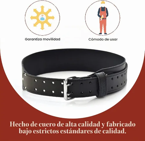 Vista 5 de Style n Craft Cinturón de trabajo de cuero de grano completo cónico de 3 pulgadas de ancho, resistente y duradero, negro (75437)