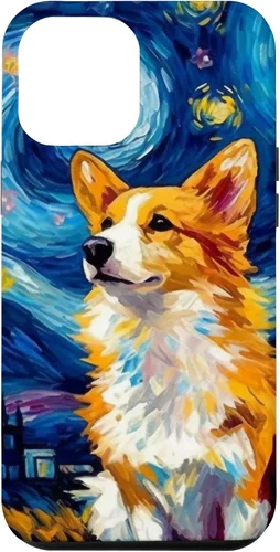 Vista 26 de Carcasa para iPhone 16 Welsh Corgi Dog Starry Night Van Gogh Welsh Corgi