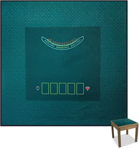 Vista 8 de BALIKEN Cuadrado 40x40 pulgadas Texas Holdem Poker Mat y Blackjack Mesa Casino Fieltro Portátil Casino Mat (Azul)